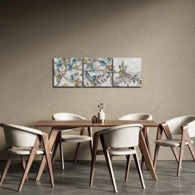 Obraz - Na gałęzi - abstrakcja (z zegarem) (90x30 cm)