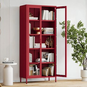 Witryna szklana do salonu czerwona Modern ANGELO 800 x 1850 x 450 mm