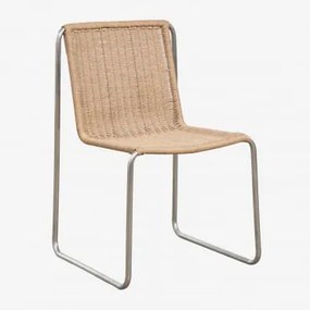 Krzesło Ogrodowe Z Stali Nierdzewnej I Syntetycznego Rattanu Omaha Natural Colour & Blk Frame - Sklum