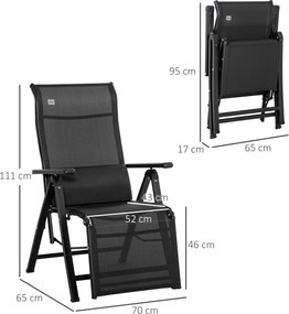 Outsunny leżak ogrodowy skladany 70cm regulowany przesylny - Aosom PL