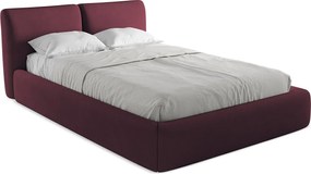 Łóżko 160 x 228 - z tkaniny szenilowej - bordo - HOKU