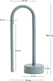 Jasnoniebieska metalowa lampa stołowa LED (wysokość 30 cm) Bow – Kave Home