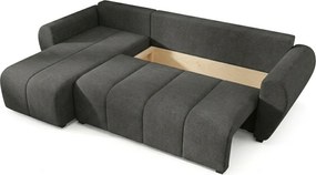 Rozkładana narożna sofa SEVIO 246x145 cm, ciemnoszara, uniwersalna + 2 poduszki GRATIS