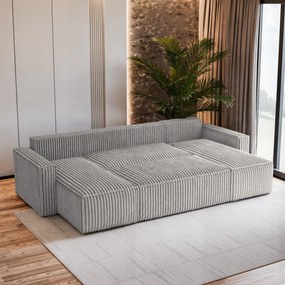 Masseno Narożnik PESANO z funkcją spania i pojemnikiem na pościel Narozniki U, Rozkładana sofa - Jasnoszary, TILIA 86