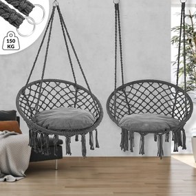 Jurhan Wiszące krzesło BOHO z poduszkami, Ø61cm, antracytowa