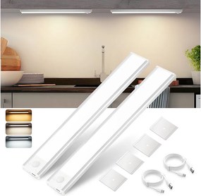 NETTLIFE Oświetlenie podszafkowe LED z czujnikiem ruchu, ładowane przez USB, 1500 mAh, idealne do szafy, przedpokoju lub garderoby