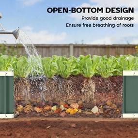 Outsunny Podwyższona grządka stalowa, donica z zatrzaskami, zagięta krawędź, inspekt 136 x 52 x 31 cm Jasnozielony | Aosom PL