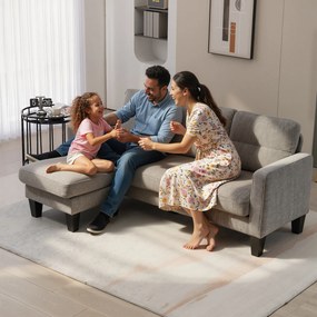 HOMCOM narożnik sofa w kształcie L z odwracalną chaiselongue tapicerowana tkaniną lnianą wygodna kanapa brązowa | Aosom PL