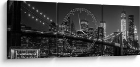 Obraz mostu Brooklyn Bridge w Nowym Jorku (z zegarem) (90x30 cm)