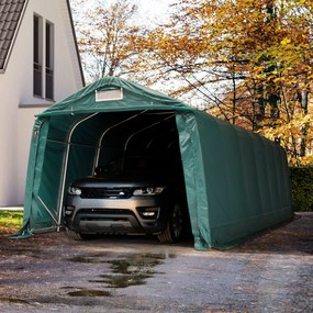 TOOLPORT 3,3x8,4m Namiot garażowy, PVC 800, ciemnozielony, ze statyką (podłoże gruntowe) - (49686)