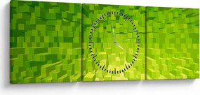 Obraz żółto-zielonych kostek (z zegarem) (90x30 cm)