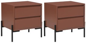 Zestaw 2 szafek nocnych z 2 szufladami - MDF i metal - Terakota i czarny - KORASA marki Pascal Morabito
