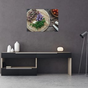 Obraz na szkle - Z deski kuchennej (70x50 cm)