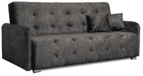 Sofa z Funkcją Spania ARIA Wersalka Rozkładana Dwuosobowa Welurowa Szara Nowoczesna do Salonu