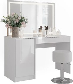 Stół do toalety biały/biały wysoki połysk 119.8x50.1x76 sherry