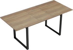 HOMCOM Rozkładany stół dla 6-8 osób, 140-180 cm, prostokątny stół kuchenny z stalową podstawą, drewno naturalne+czarny | Aosom PL
