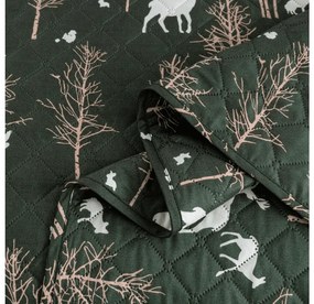 Narzuta na łóżko ze wzorem OAK DEER, ciemnozielony Rozmiar: 170 x 210 cm
