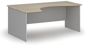 Ergonomiczne biurko PRIMO GRAY, 180x120 cm, lewe, szary/dąb naturalny