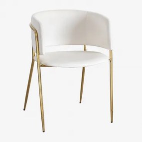 Krzesło Do Jadalni Tapicerowane Nalon Goud & Aksamitny Beige Cream & Terciopelo - Sklum