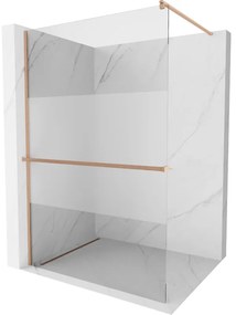 Mexen Kioto+ ścianka prysznicowa z półką Walk-in 130 x 200 cm, transparent/szron, miedź szczotkowana - 800-130-121-65-35