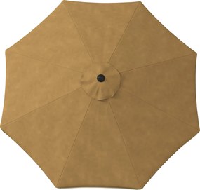 Outsunny Parasol z Ozdobnymi Frędzlami, Ø265 cm, Nachylany, Dwuczęściowy Metalowy Maszt, Wentylacja, Khaki/Czarny