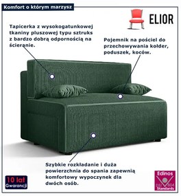 Ciemnozielona tapicerowana sofa rozkładana S8-R27