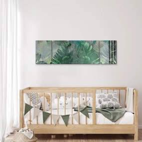 Obraz - Tekstura betonu z liśćmi (170x50 cm)