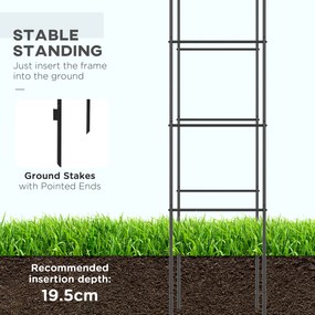 Outsunny Łuk Ogrodowy, Łuk Różany, Łuk Pnący, Krata na Róże Metalowa, czarny, 1,40 x 0,40 x 2,40 m