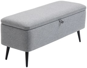 HOMCOM Ławka, Skrzynia, Ławka Tapicerowana, Lniana, do 150kg, 101x38,5x44,5 cm, Szara