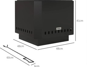 Outsunny Palenisko ogrodowe Feuerstelle, z hakiem, 48 x 48 x 41 cm, Czarny