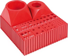 Pudełko plastikowe do przechowywania kluczy sześciokątnych 2-10 mm, moduł 5x5, 8 gniazd, kolor czerwony