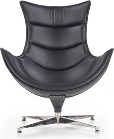 Czarny fotel wypoczynkowy ze skóry Luxor