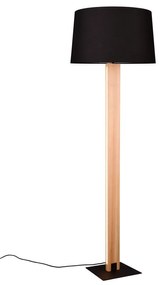 Czarno-naturalna lampa stojąca z tekstylnym kloszem (wys. 150 cm) Rahul – Trio