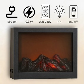 Kominek dekoracyjny LED, metalowy, 10 x 29 x 23 cm