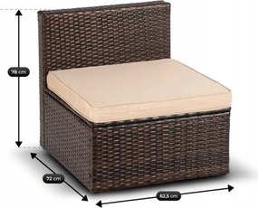 Zestaw Mebli Ogrodowych CALIENTE Modułowy Sofa 2x Fotel Stolik Tarasowy Brązowy/Beżowy Technorattan Nowoczesny