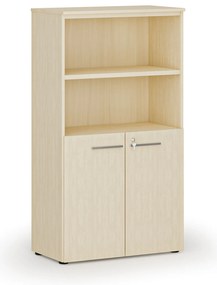 Szafa biurowa kombinowana PRIMO WOOD, drzwi na 2 poziomach, 800 x 420 x 1434 mm, brzoza