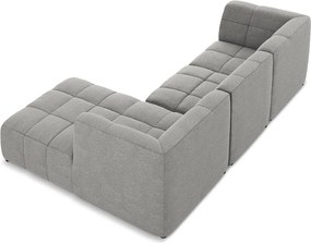 Szary narożnik z materiału bouclé (prawostronny/z szezlongiem) Aloha – Makamii