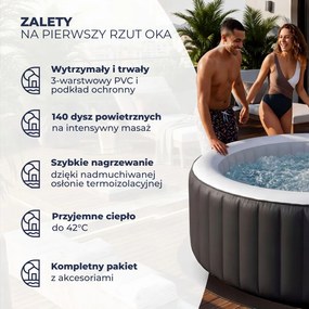 Nadmuchiwane jacuzzi OASIS dla 6 osób, okrągłe, czarne Casaria