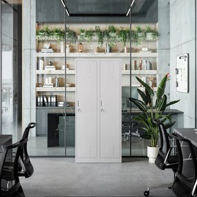 Szafka ubraniowa BHP szara: czterokomorowa KACPER, 800 x 1800 x 500 mm