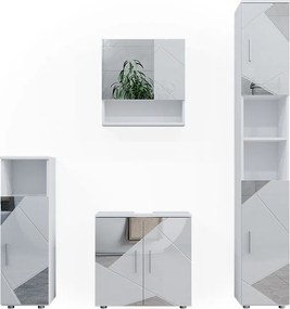 Zestaw mebli łazienkowych biały wysoki połysk z wkładkami 80x41x58.6 irma