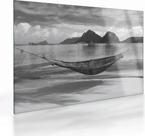 Obraz na szkle - Hamak na plaży (70x50 cm)
