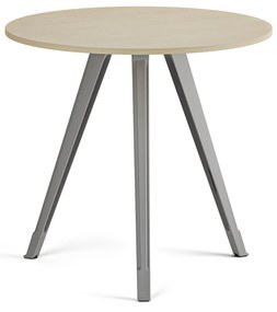 Stolik kawowy PRIMO ZEN, średnica 80 cm, szaro-srebrna podstawa, brzoza