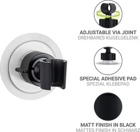 Czarny plastikowy uchwyt na słuchawkę prysznicową bez wiercenia Libertà – Wenko