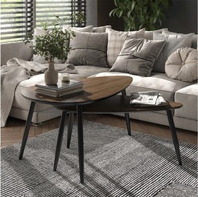 Zestaw stolików kawowych orzech/czarny 98x60x48 veyo