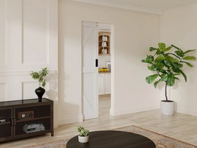 Drzwi przesuwne chowane w ścianie z drewna i MDF - biały - wys. 205 x szer. 93 cm - NEFARA