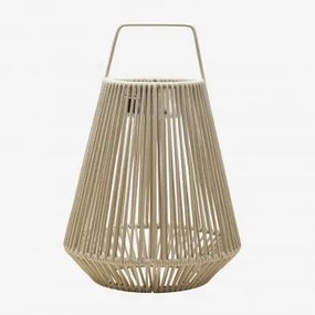 Bezprzewodowa Zewnętrzna Lampa Stołowa Solarna Led Z Żelaza I Plecionego Sznurka Liberian ↑45 Cm & Kremowa Tapioca - Sklum