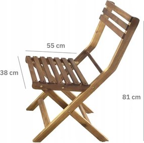 Zestaw mebli ogrodowych składanych Woodin - stolik i 2 krzesła