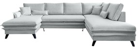 Jasnoszara rozkładana sofa w kształcie litery "U" Miuform Charming Charlie, prawostronna