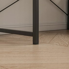 Czarne biurko w stylu industrialnym z wbudowaną półką – 120 cm | Design loftowy z bocznymi półkami