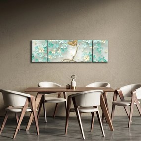 Obraz kwiata z motylami (170x50 cm)